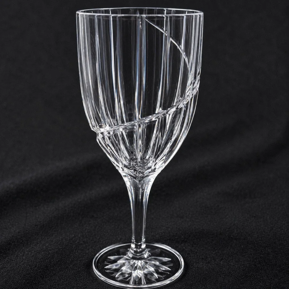 Mikasa Uptown Crystal Water Wine Goblets Set of 4 Clear Vertical Swirl Cut 9in